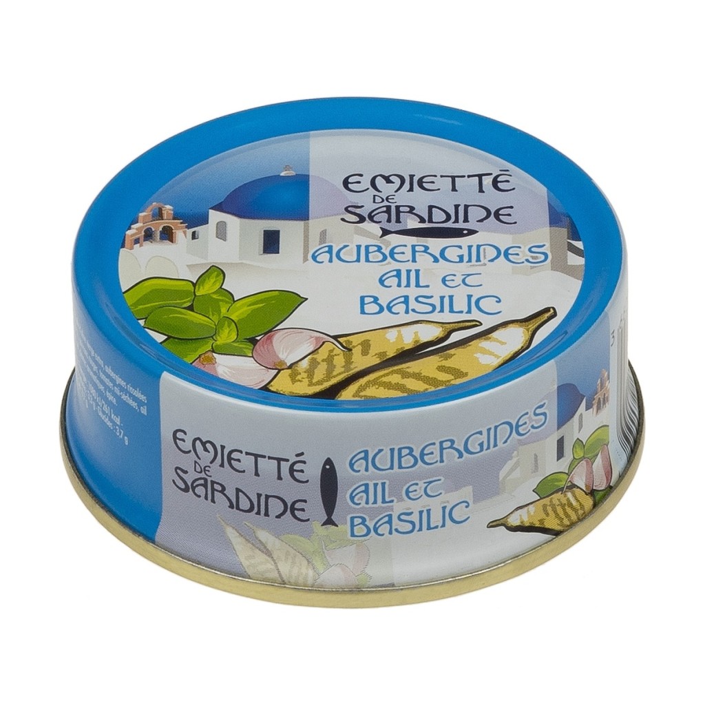 Sardynki pokruszone z bakłażanem, czosnkiem i bazylią