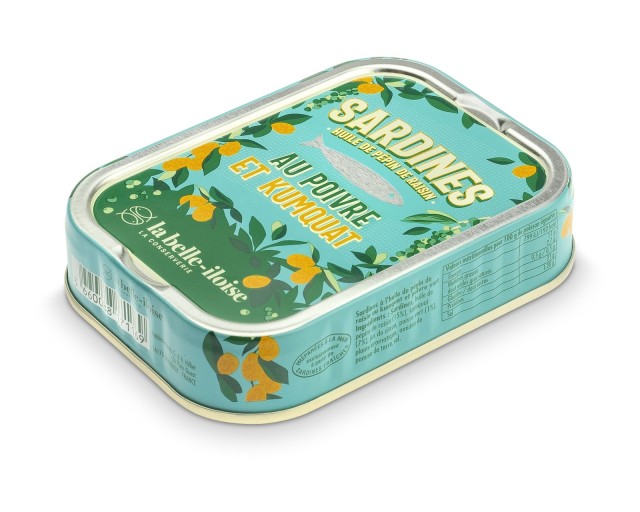 Sardynki z zielonym pieprzem i kumkwatem w oleju z pestek winogron